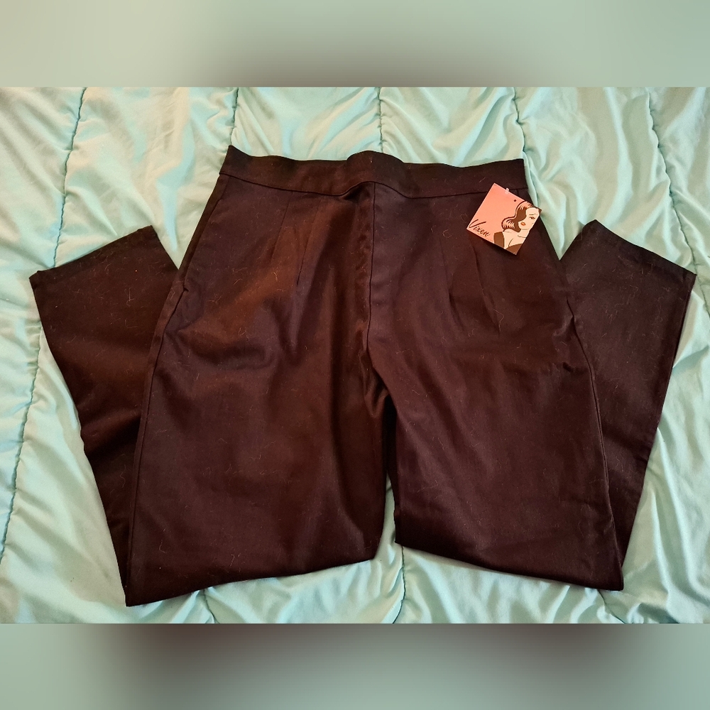 Vixen by Micheline Pitt Black Twill Cigarette Pants